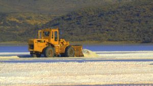 Realizan tareas de acopio de sal para el mantenimiento de rutas