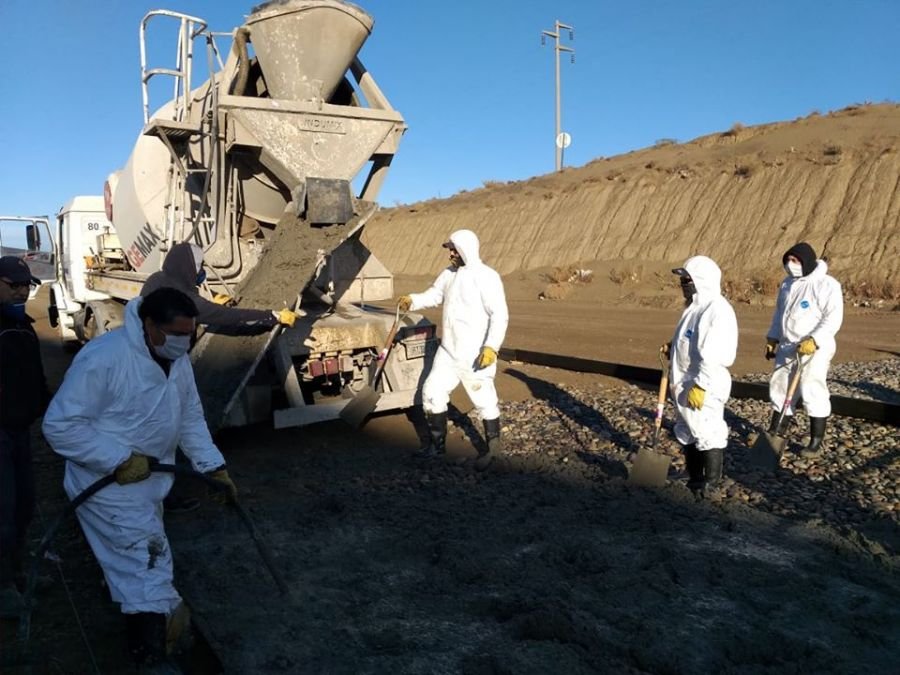 Tareas de hormigonado en la Ruta Provincial N° 12