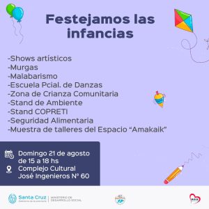 #MesDeLaInfancia: Desarrollo Social organizó propuestas en distintas localidades de Santa Cruz