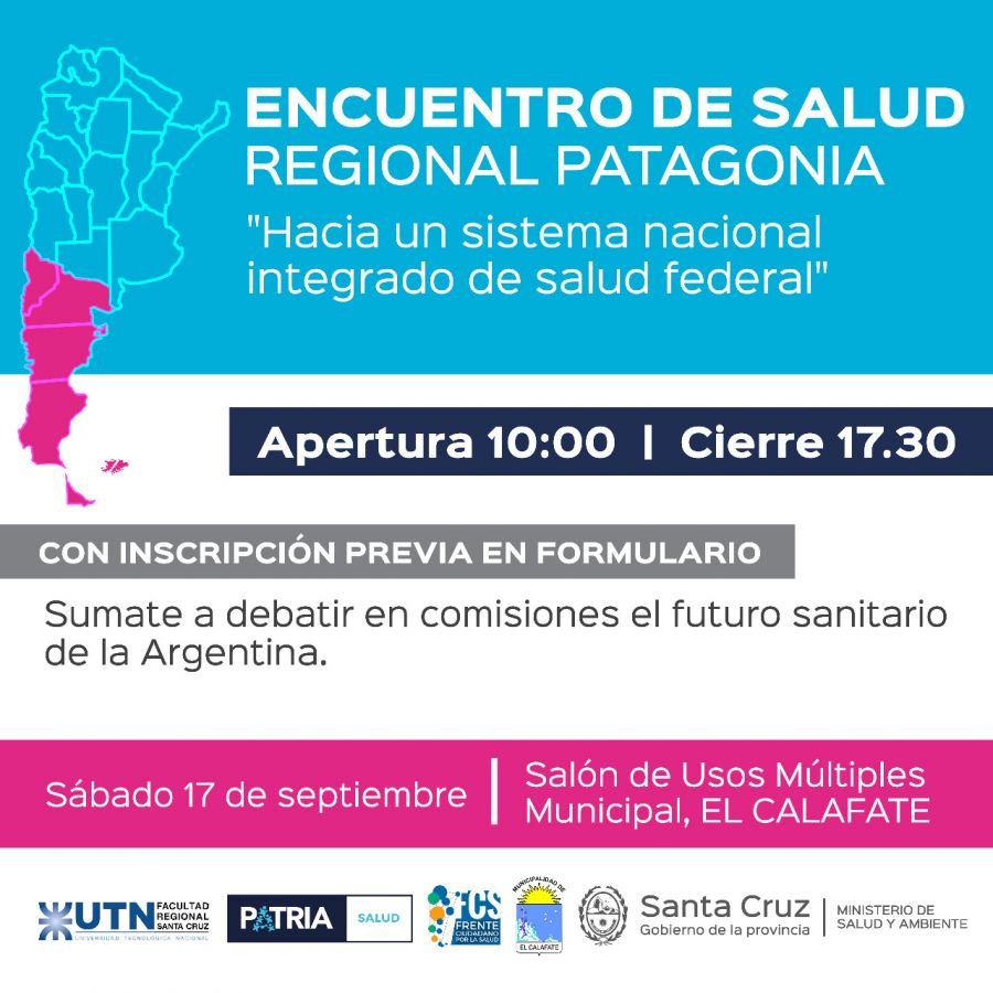 Se realizará el Encuentro Regional Patagónico "Hacia un Sistema Nacional Integrado de Salud Federal"