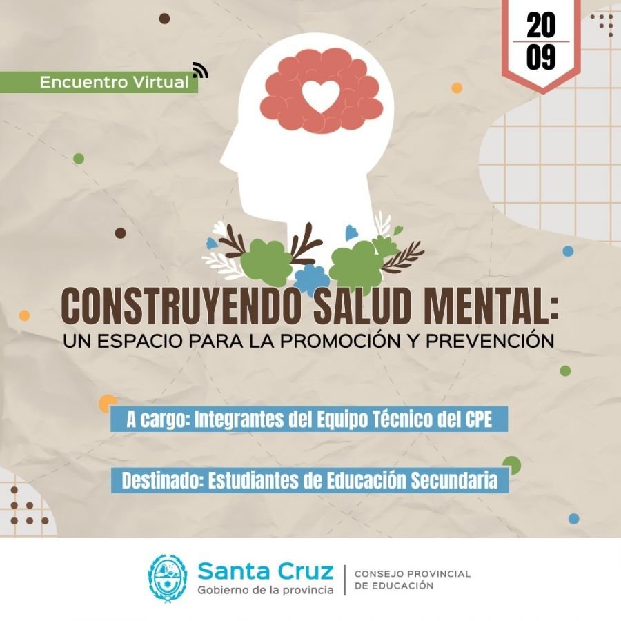 Invitan a participar del encuentro “Construyendo Salud Mental: Un espacio para la promoción y prevención”