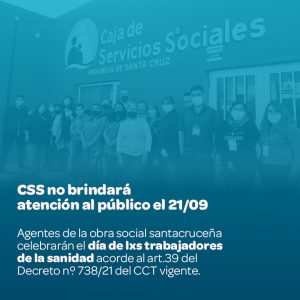 La Caja de Servicios Sociales informa que el 21 de septiembre no brindará atención al público
