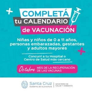La Cartera Sanitaria de la Provincia impulsa “Octubre: Mes de la Recuperación de las Vacunas”