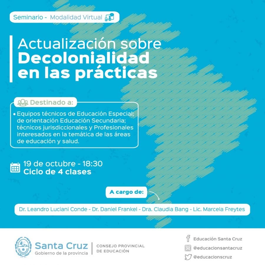 Invitan a participar del Seminario de Actualización sobre Decolonialidad en las Prácticas