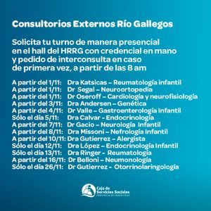 Consultorios Externos de la Caja de Servicios Sociales: Cambia la modalidad de gestión de turnos en Río Gallegos