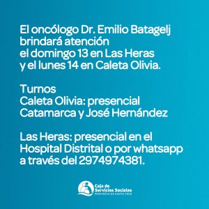Especialista en Oncología brindará atención en Zona Norte de la Provincia