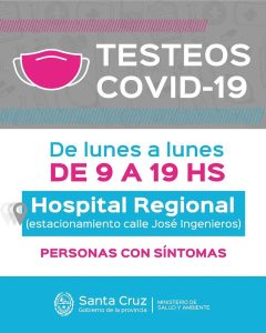 Salud recuerda los puntos de vacunación y testeo en Río Gallegos