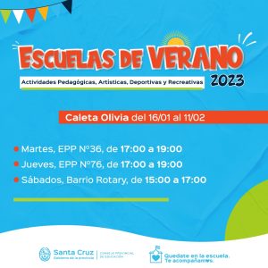 “Escuelas de Verano”: Invitan a participar de Actividades Pedagógicas, Artísticas y Deportivas