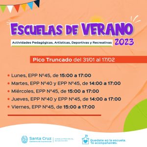 “Escuelas de Verano”: Invitan a participar de Actividades Pedagógicas, Artísticas y Deportivas