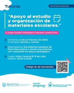 Ya podés anotarte a las tutorías “Apoyo al estudio y organización de materiales escolares"