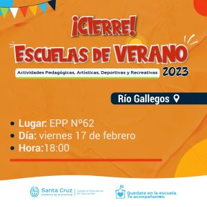 “Escuelas de Verano”: Río Gallegos y Caleta Olivia realizarán el cierre de actividades el 17 de febrero