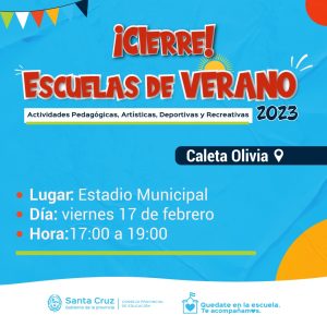 “Escuelas de Verano”: Río Gallegos y Caleta Olivia realizarán el cierre de actividades el 17 de febrero