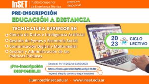 Hasta el viernes 3 de marzo están abiertas las pre-inscripciones a las ofertas académicas del InSET