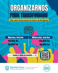 Se invita a estudiantes a participar del Taller “Organizate para transformar”