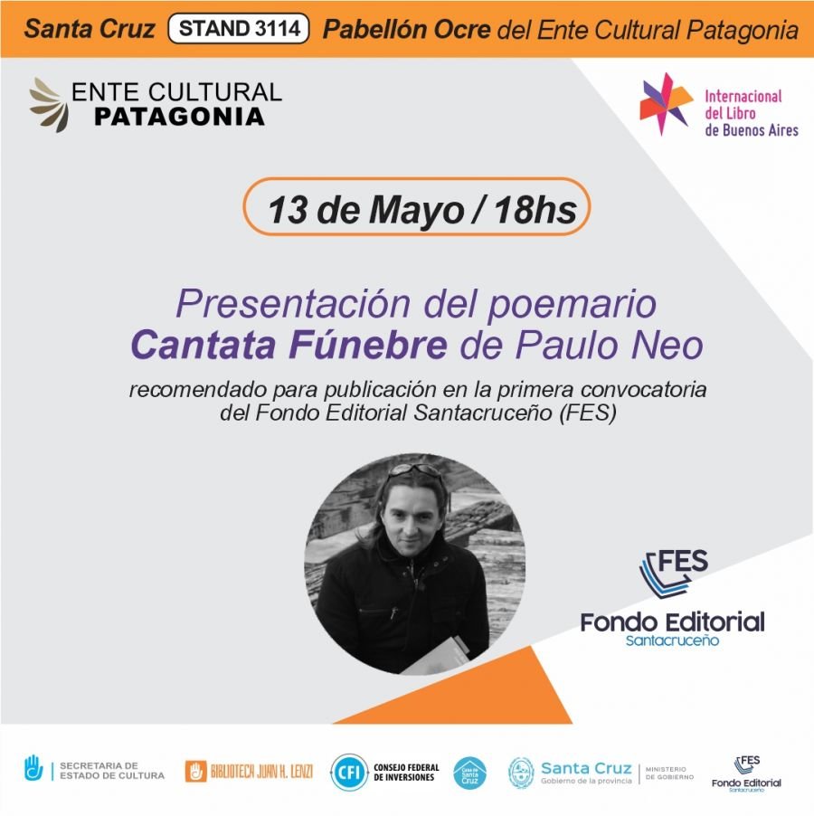 Fondo Editorial Santacruceño: se presentará el poemario “Cantata Fúnebre”
