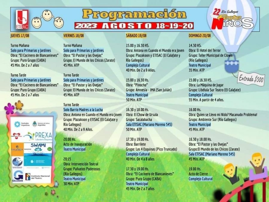 Llega el Festival de Teatro para Niños y Niñas a Río Gallegos