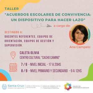 Educación realizará un Taller de Convivencia Escolar en Caleta Olivia