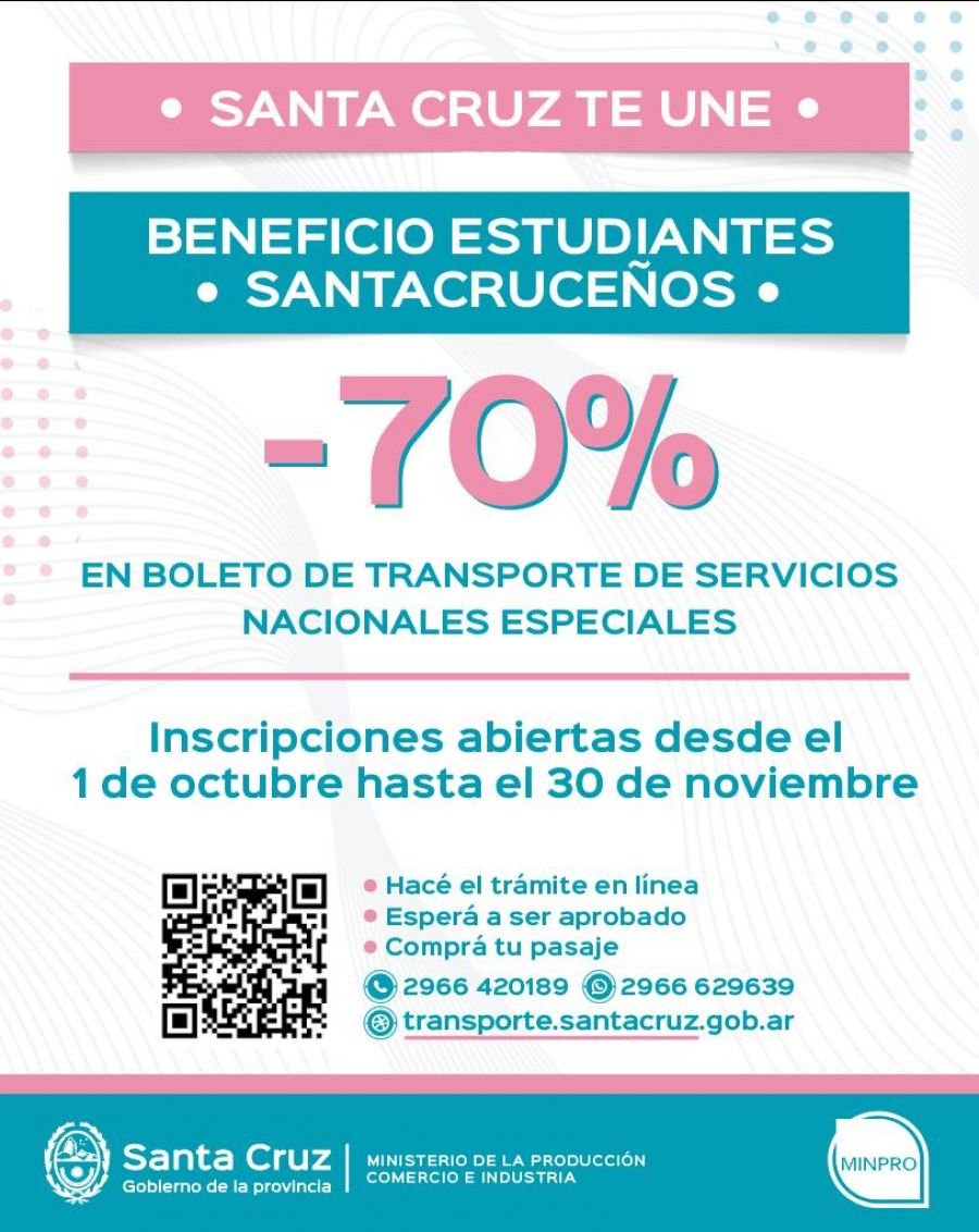 Vuelve Santa Cruz Te Une: 70% de descuento en pasajes para estudiantes santacruceños