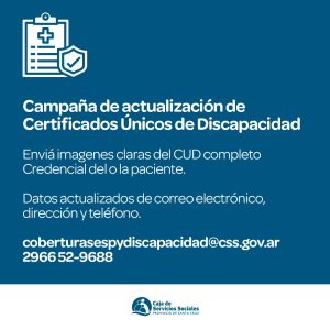 La Caja de Servicios Sociales informa actualizaciones en los CUD