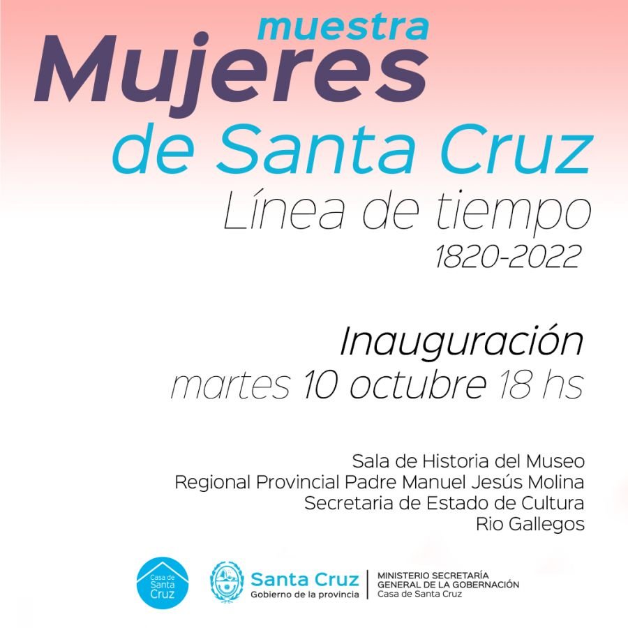 La muestra “Mujeres de Santa Cruz: Una línea de tiempo desde 1820 hasta 2022” se presentará en Río Gallegos