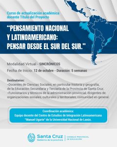 Invitan al Curso “Pensamiento nacional y latinoamericano: pensar desde el sur del sur”