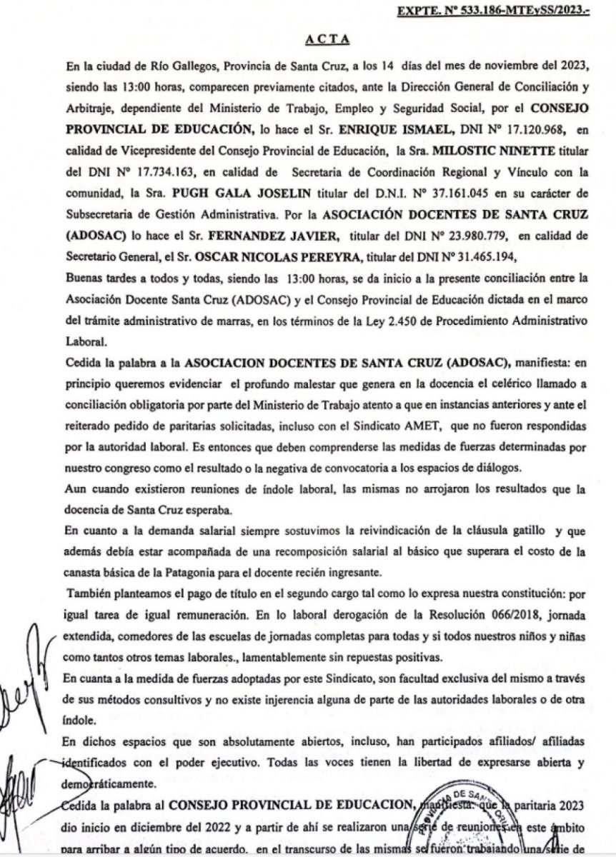 Se llevó adelante una nueva Conciliación Obligatoria con ADOSAC