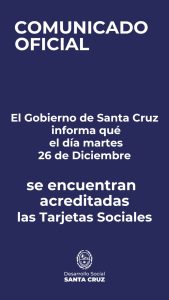 Comunicado de pago de Tarjetas Sociales