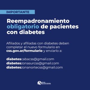 La Caja de Servicios Sociales convoca a pacientes con diabetes a reempadronarse