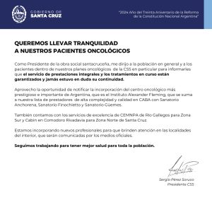 La Caja de Servicios Sociales aseguró la continuidad de los tratamientos oncológicos