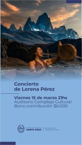 Lorena Pérez se presentará en concierto en el Complejo Cultural Santa Cruz
