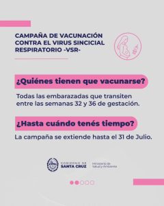 Salud comenzó a aplicar la vacuna contra el Virus Sincicial Respiratorio en Santa Cruz