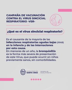 Salud comenzó a aplicar la vacuna contra el Virus Sincicial Respiratorio en Santa Cruz