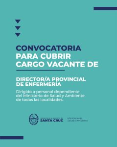 Salud abre convocatoria interna para ocupar cargo de Director Provincial de Enfermería