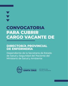 Salud abre convocatoria interna para ocupar cargo de Director Provincial de Enfermería