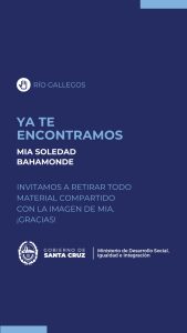 Se informó que apareció Mia Soledad Bahamonde