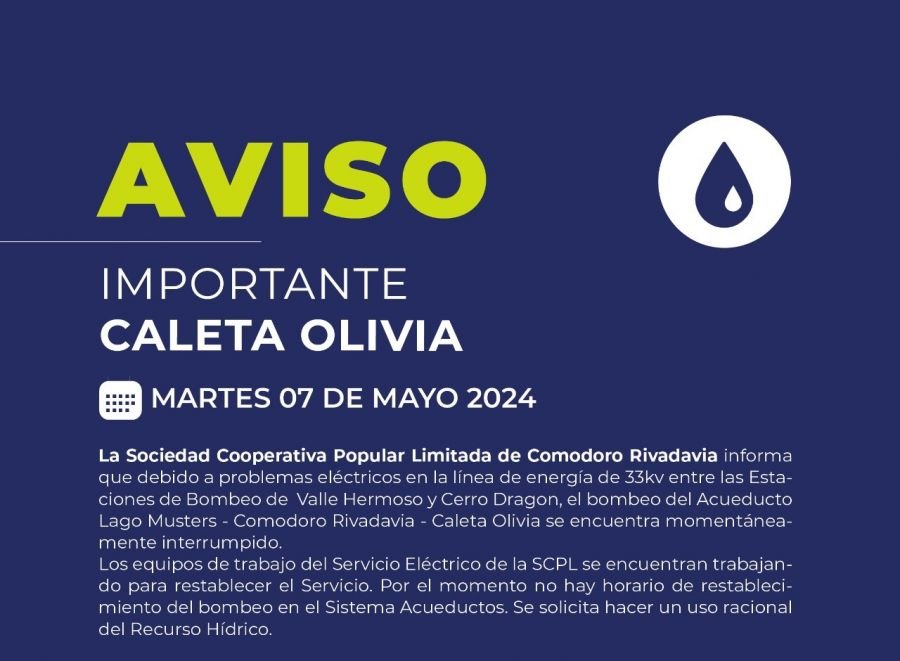 Comunicado de Servicios Públicos para Caleta Olivia