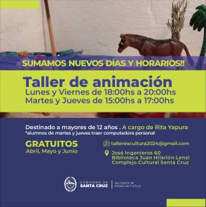 Se suman nuevos días y horarios a los talleres del Centro Cultural Santa Cruz