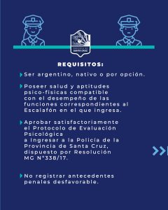 Se abrió la inscripción para la Escuela de Cadetes de la Policía de Santa Cruz