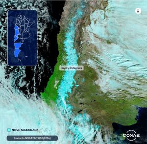 Impactante: una foto de la NASA muestra cómo se ve Santa Cruz tapada de nieve