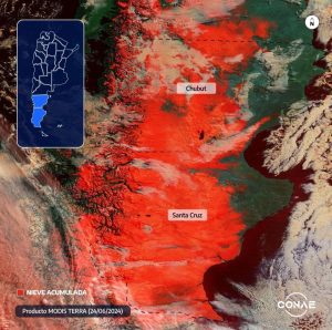 Impactante: una foto de la NASA muestra cómo se ve Santa Cruz tapada de nieve