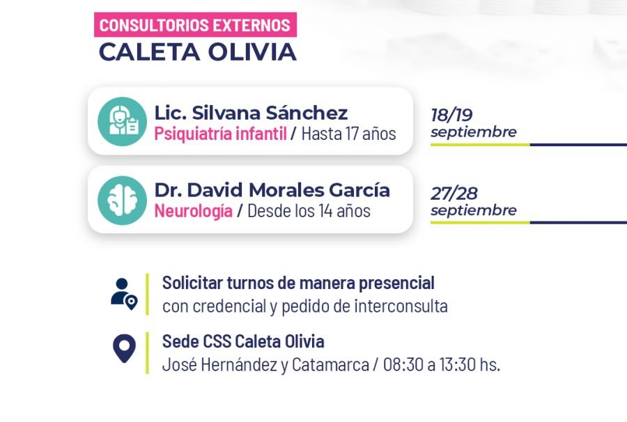 La Caja de Servicios Sociales informa sobre turnos disponibles en consultorios externos