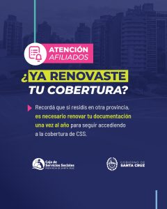 Caja de Servicios Sociales: Actualización anual de documentación para pasivos en otras provincias