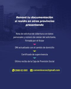 Caja de Servicios Sociales: Actualización anual de documentación para pasivos en otras provincias