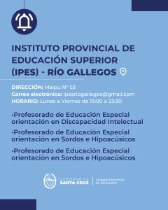 Inscripciones a las ofertas académicas a institutos de formación docente y técnica de Santa Cruz