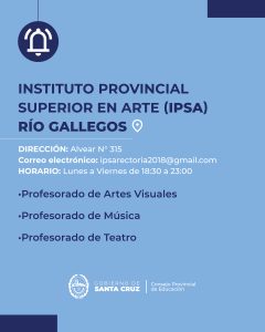 Inscripciones a las ofertas académicas a institutos de formación docente y técnica de Santa Cruz