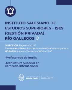 Inscripciones a las ofertas académicas a institutos de formación docente y técnica de Santa Cruz