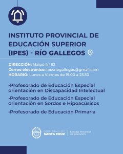 Inscripciones a las ofertas académicas de los institutos de formación docente y técnica de Santa Cruz