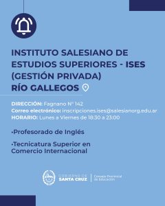Inscripciones a las ofertas académicas de los institutos de formación docente y técnica de Santa Cruz