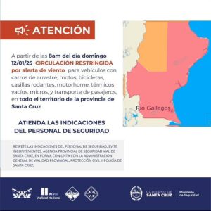 Alerta roja por fuertes vientos: Restricción de circulación en Santa Cruz