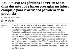 YPF: el ministro de Energía Jaime Álvarez analizó la declinación productiva en Santa Cruz